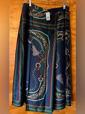 NWT Ann Taylor Chain Link Satin Pleated Wrap Midi Skirt 10P Sold Out